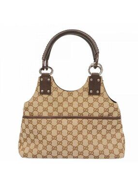 Gucci Handbag GG Canvas Brown Silver